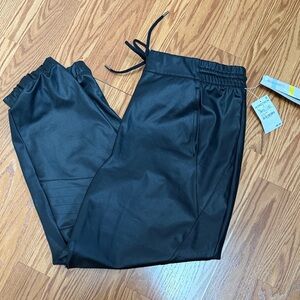Zella Black Faux Leather Joggers NWT